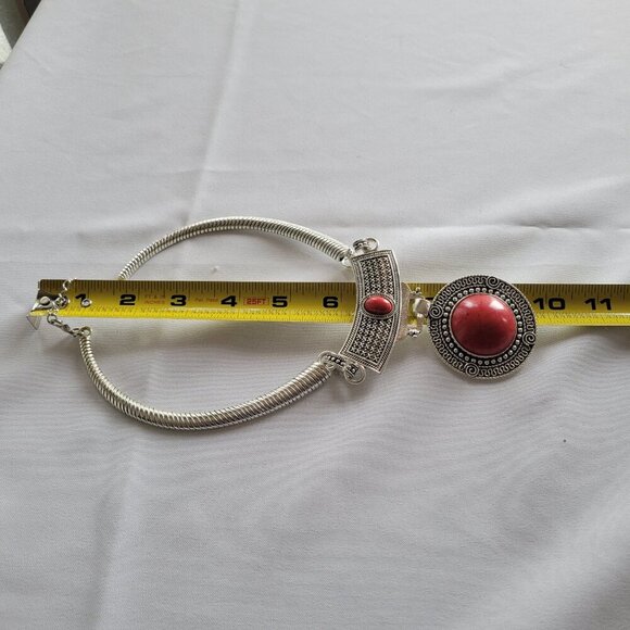 NWT - Boho Vintage Tribal Red Stone Necklace, Earrings & Bracelet Jewelry Set - Picture 4 of 12